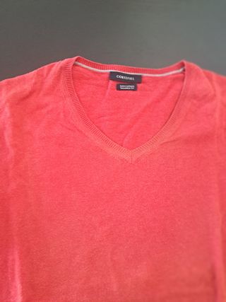 Jersey de pico algodón y cachemir fresa