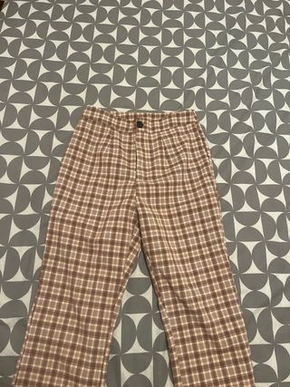 Pantalón de cuadros marrón y beige
