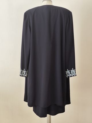 Conjunto Vestido y Chaqueta Azul Marino y celeste 