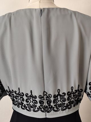 Conjunto Vestido y Chaqueta Azul Marino y celeste 