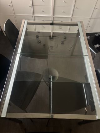Mesa de comedor/cocina cristal y metal extensible