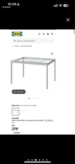 Mesa de comedor/cocina cristal y metal extensible