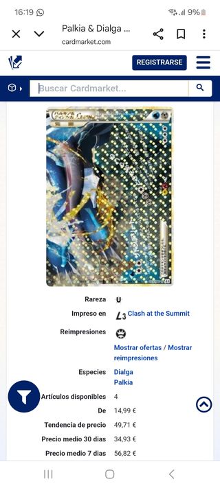 Carta Pokémon Palkia & Dialga LEGEND