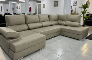 Sofá Cama Beige Tela Alta Gama
