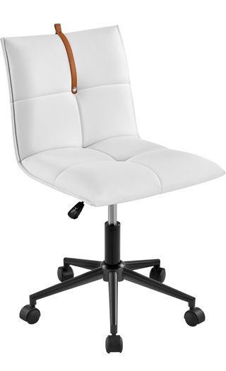 Silla de oficina blanca con base negra