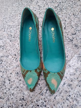 Zapatos Charles Piel Tacón Multicolor
