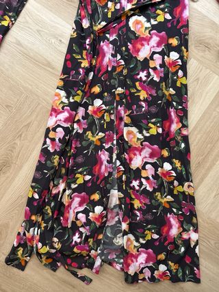 Vestido Desigual flores maxi manga larga. Nuevo