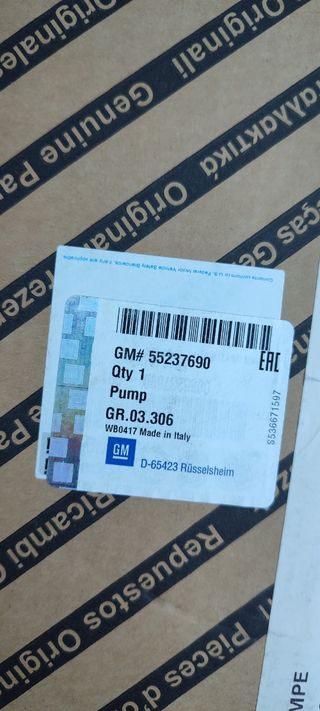 Bomba Inyección Diésel GM 55237690 Opel/Fiat Nueva