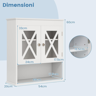 Mobile Bagno Sospeso 54 x 20 x 60 cm, Armadietto d