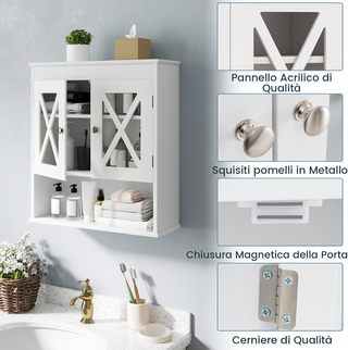 Mobile Bagno Sospeso 54 x 20 x 60 cm, Armadietto d