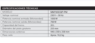 Microondas ECRON Blanco 20L