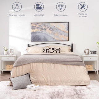 Comodino con Cassetto, Tavolino in Legno con 2 Liv