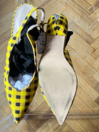 Zapatos Zara Talla 38 Cuadros Amarillo