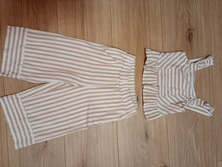 Conjunto niña rayas beige
