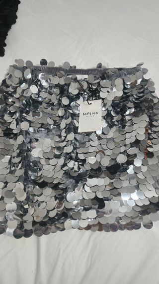 Falda Lentejuelas Plata S/M