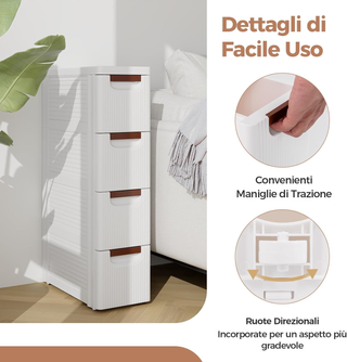 Mobile Bagno con 4 Cassetti, Mobiletto Bagno Salva