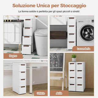 Mobile Bagno con 4 Cassetti, Mobiletto Bagno Salva