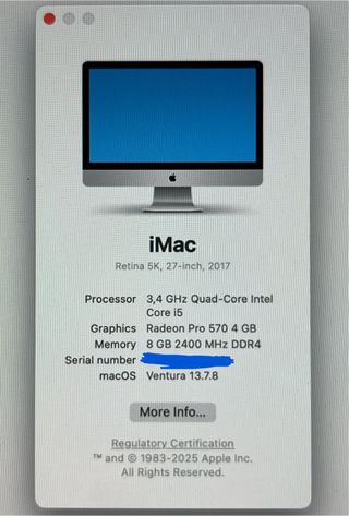 Apple iMac 27” Quad Core i5 (2017)