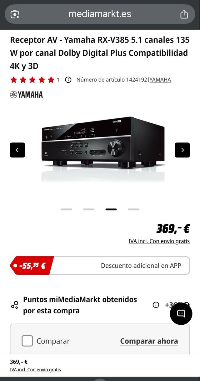 IMPECABLE 4K DV, 3D YAMAHA Amplificador RX-V385