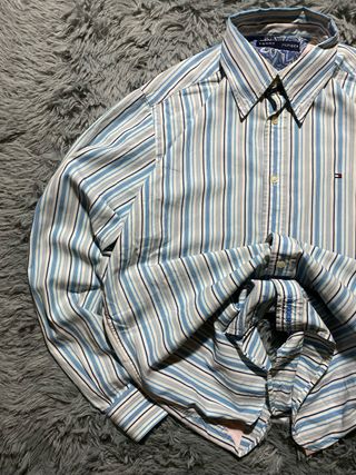 Camisa Tommy Hilfiger Rayas Azul Blanco Shirt