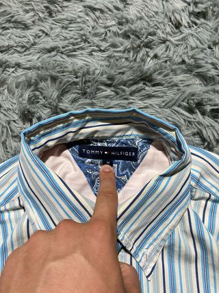 Camisa Tommy Hilfiger Rayas Azul Blanco Shirt