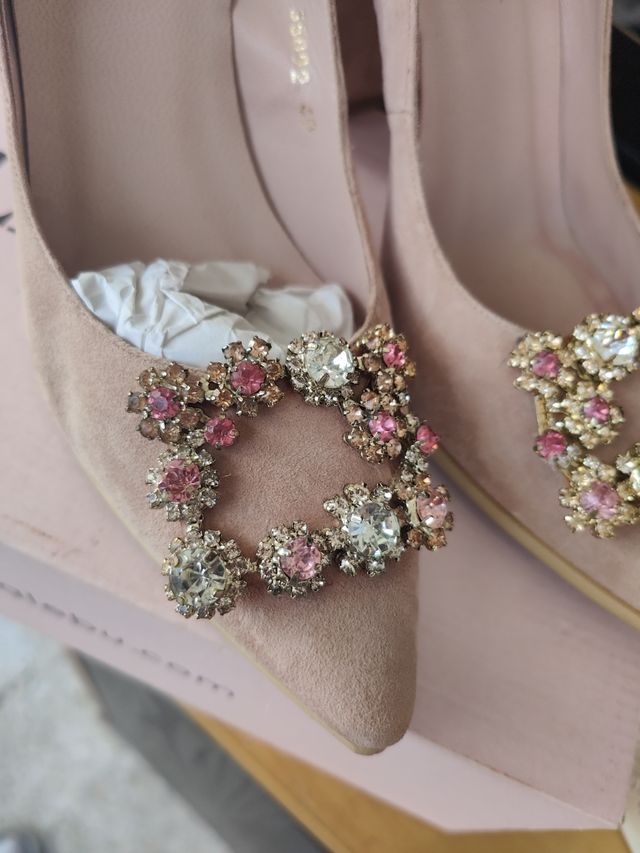 Scarpe Lalebu taglia 40 rosa e oro con decorazione Joya