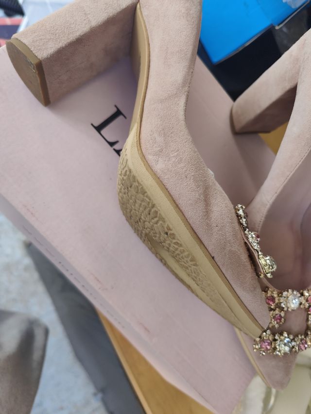 Scarpe Lalebu taglia 40 rosa e oro con decorazione Joya