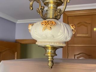 Lámpara Techo Vintage Porcelana y Bronce