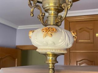 Lámpara Techo Vintage Porcelana y Bronce