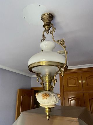 Lámpara Techo Vintage Porcelana y Bronce