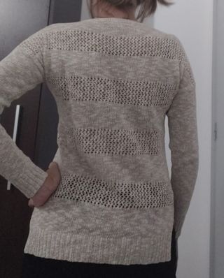 Jersey de punto calado beige - Talla S 36