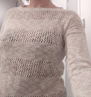 Jersey de punto calado beige - Talla S 36