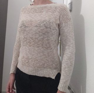 Jersey de punto calado beige - Talla S 36