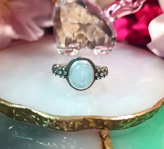Anillo Plata - Piedra Aguamarina - Diseño Floral