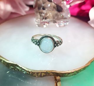 Anillo Plata - Piedra Aguamarina - Diseño Floral