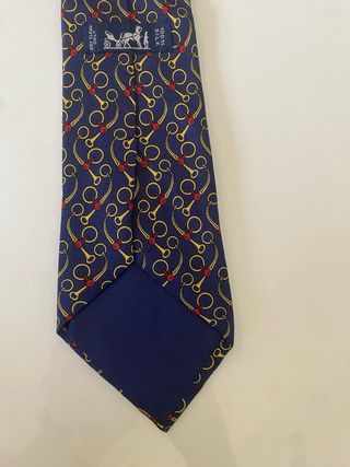 Corbata Hermes azul rojo y amarillo