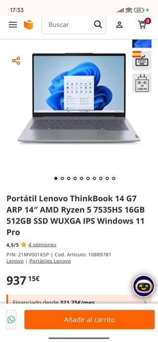Portátil Lenovo Thinkbook 