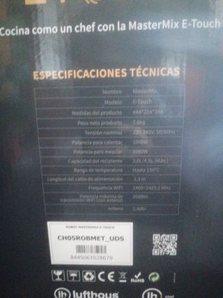 Robot Cocina Mastermix E Touch SIN USAR