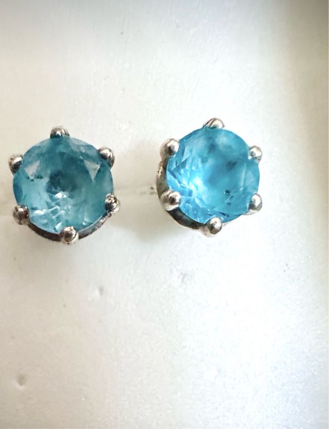 Pendientes Plata 925 Topacio Natural Azul