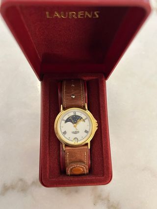 Reloj Laurens de oro y correa marrón
