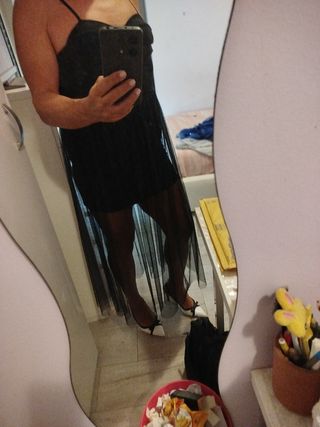 Vestitino corto con tulle trasparente, taglia L/XL