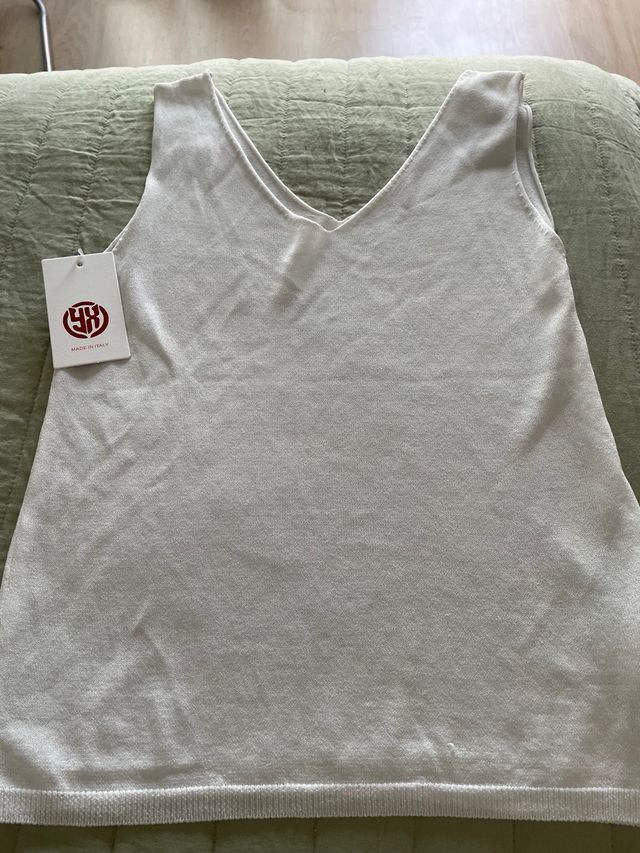 Camiseta tirantes canalé blanca .