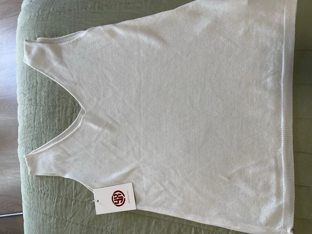 Camiseta tirantes canalé blanca .