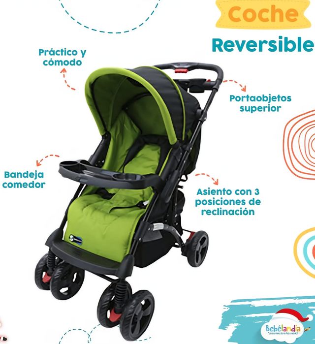 Carrito de bebé reversible Cochecito verde