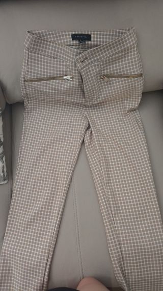 Pantalón Cortefiel cuadros beige mujer