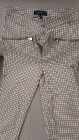 Pantalón Cortefiel cuadros beige mujer