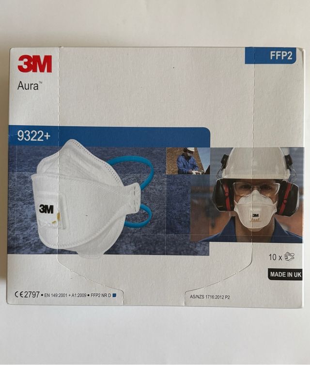 10 Mascherine 3M Aura 9322+ FFP2 con Valvola