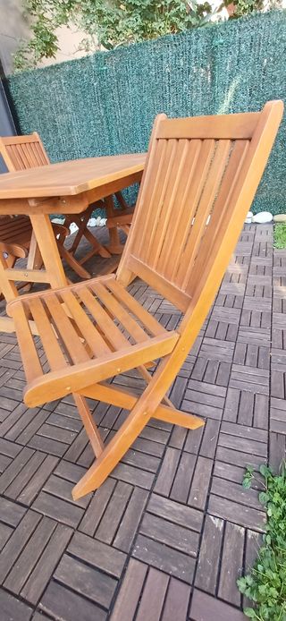 Mesa de exterior madera maciza con 6 sillas
