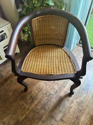Poltrona in teak con rattan