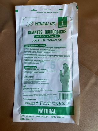 Guantes Quirúrgicos VENSALUD Estériles Talla 7.5
